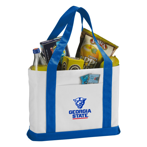 Georgia State Contender White/Royal Canvas Tote