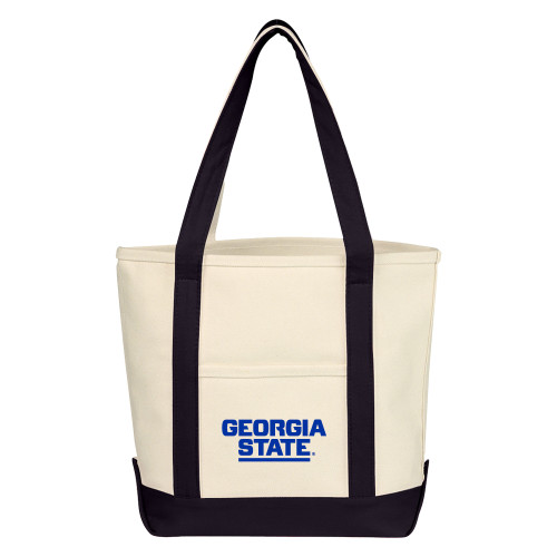 Georgia State Cotton Canvas Natural/Black Tote Bag