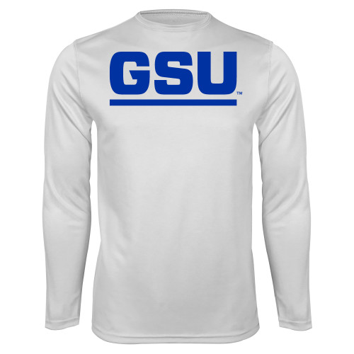 Georgia State White Performance Long Sleeve Shi