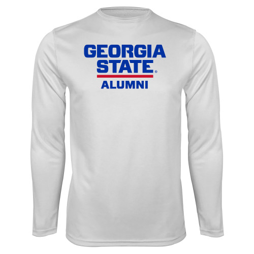 Georgia State White Performance Long Sleeve Shi