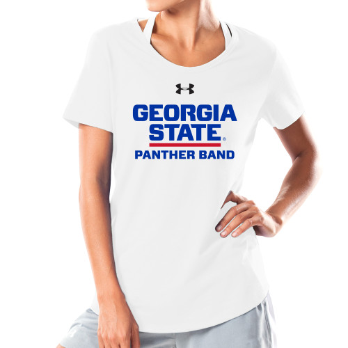 Georgia State Under Armour Womens White Charged Cotton T