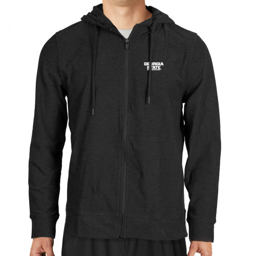  Beyond Yoga Mens Darkest Night Spacedye Freefit Zip Hoodie - Stacked Logo