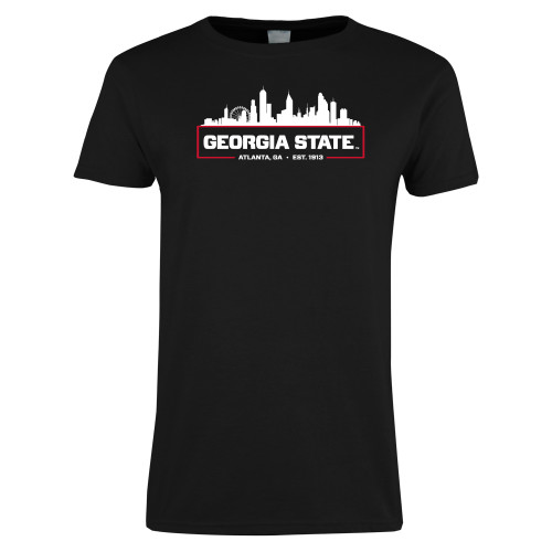  Womens Black Short Sleeve Tee - Atlanta Skyline