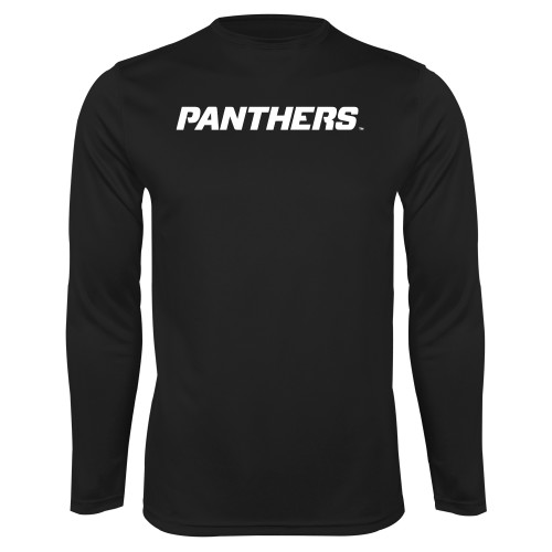  Black Performance Long Sleeve Shirt - Panthers Wordmark