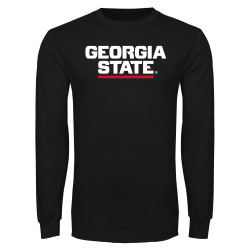  Black Long Sleeve T Shirt - Stacked Logo