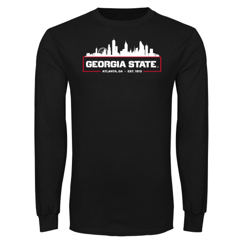  Black Long Sleeve T Shirt - Atlanta Skyline