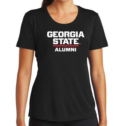  Womens Black Performance Tee - GSU Alumni