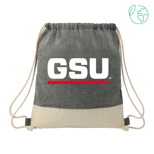 Georgia State Split Recycled Cotton Natural/Black Drawstring Bag