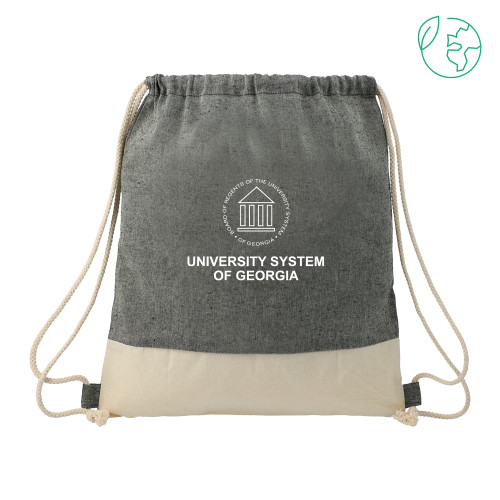 University System of Georgia Split Recycled Cotton Natural/Black Drawstring Bag - University System of Georgia Stacked