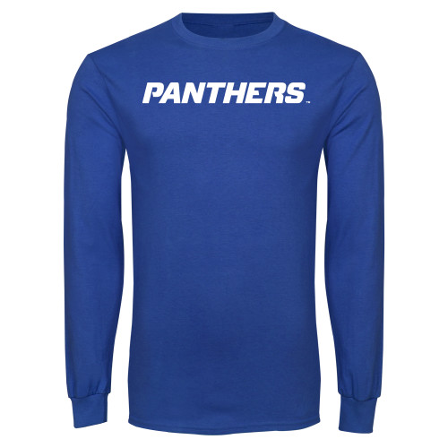  Royal Long Sleeve T Shirt - Panthers Wordmark