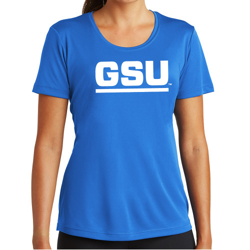  Womens Royal Performance Tee - GSU Logo