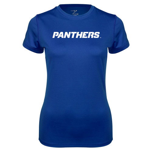  Womens Royal Performance Tee - Panthers Wordmark