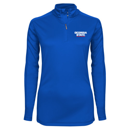  Syntrel Womens Royal Interlock 1/4 Zip - Stacked Logo