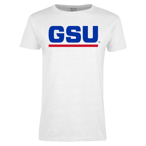  Womens White Short Sleeve Tee - GSU Logo