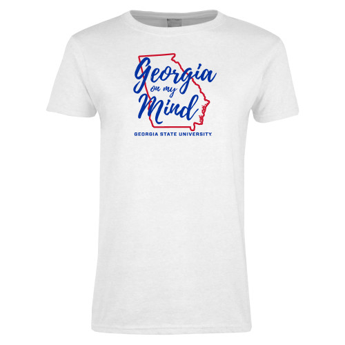  Womens White Short Sleeve Tee - Georgia on my Mind