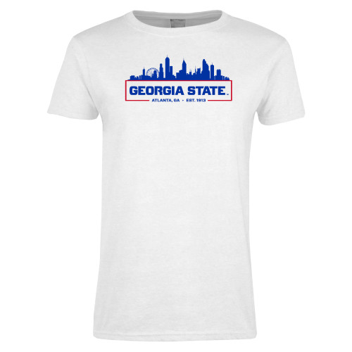  Womens White Short Sleeve Tee - Atlanta Skyline