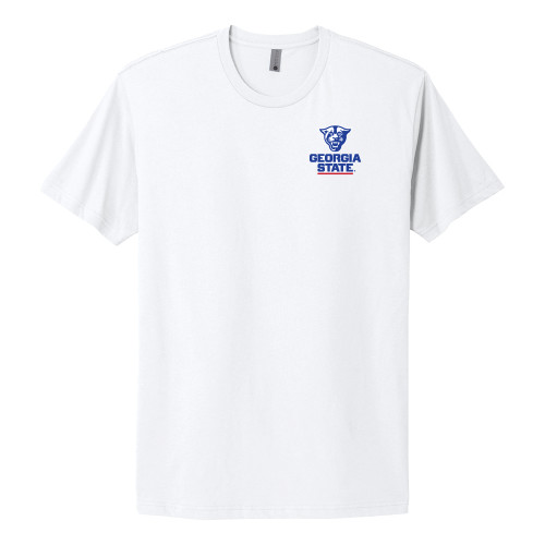  Next Level White Heavyweight Cotton Tee - Panther Head over Stacked Logo