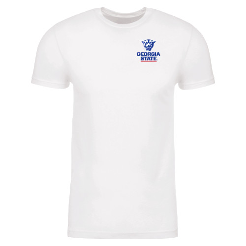  Next Level White Suede Tee - Panther Head over Stacked Logo