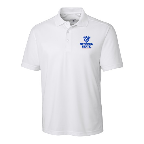  C&B Clique Ice White Pique Polo - Panther Head over Stacked Logo