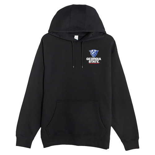  Lane Seven Black Fleece Pullover Hoodie - Panther Head over Stacked Logo