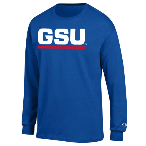  Champion Royal Long Sleeve T Shirt - GSU Logo