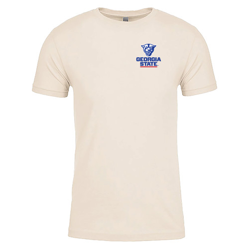  Next Level Unisex Sand Cotton Tee - Panther Head over Stacked Logo