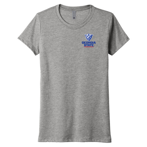  Next Level Womens Premium Heather Triblend Tee - Panther Head over Stacked Logo
