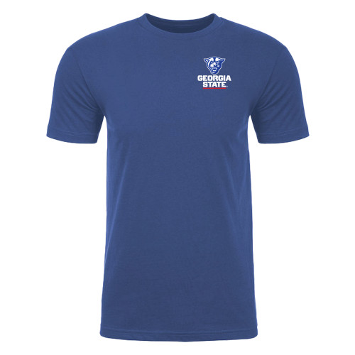  Next Level Royal Sueded Tee - Panther Head over Stacked Logo