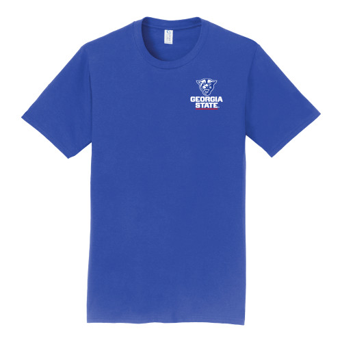  Port & Co Royal Fan Favorite Tee - Panther Head over Stacked Logo