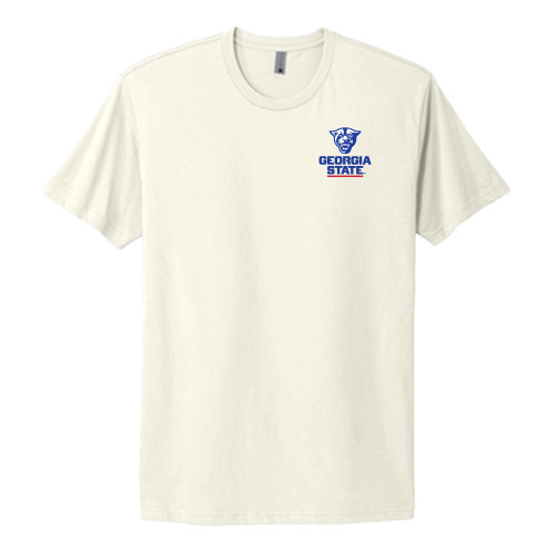  Next Level Natural Heavyweight Cotton Tee - Panther Head over Stacked Logo