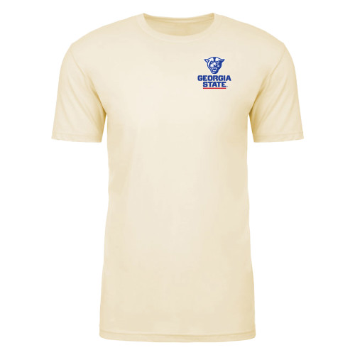  Next Level Natural Sueded Tee - Panther Head over Stacked Logo