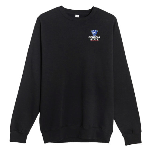  Lane Seven Black Fleece Crew - Panther Head over Stacked Logo