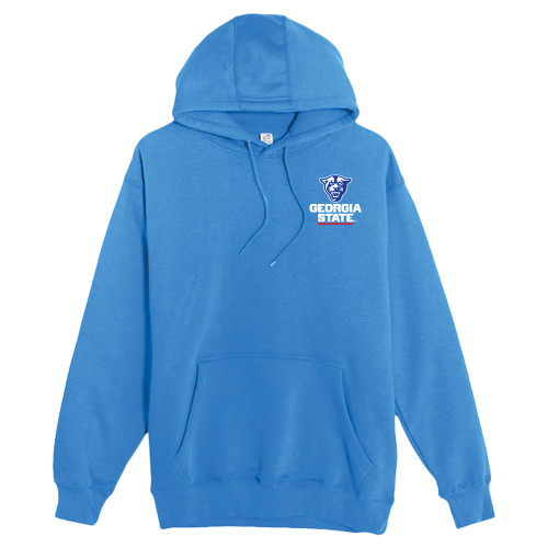  Lane Seven Royal Fleece Pullover Hoodie - Panther Head over Stacked Logo