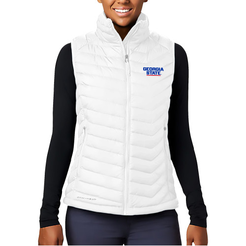  Columbia Womens White Powder Lite Vest - Stacked Logo