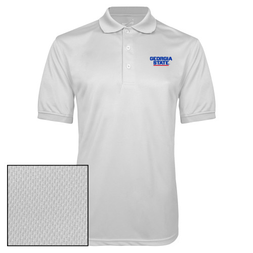  White Dry Mesh Polo - Stacked Logo