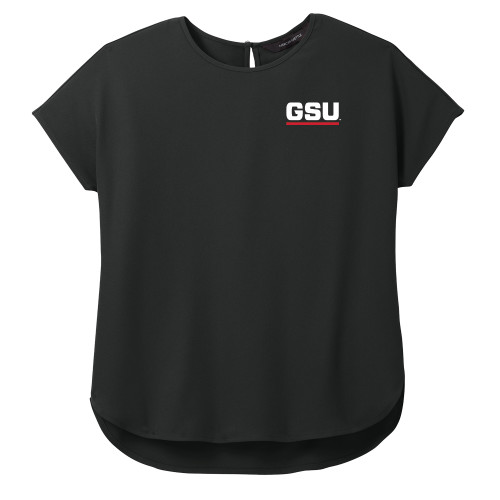  Mercer + Mettle Womens Black Stretch Crepe Crew - GSU Logo