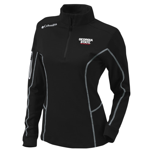  Columbia Womens Omni Wick Shotgun Black 1/4 Zip - Stacked Logo