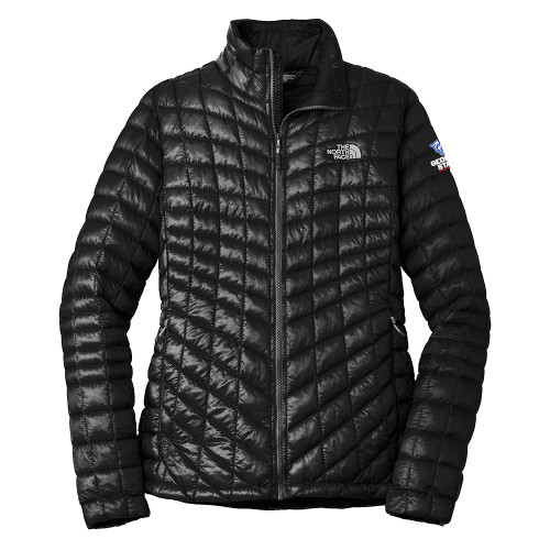  The North Face Womens Black Thermoball Trekker Jacket - Panther Head over Stacked Logo