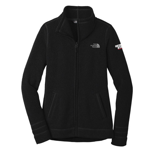  The North Face Womens Black Heather Fleece Jacket - Stacked Logo