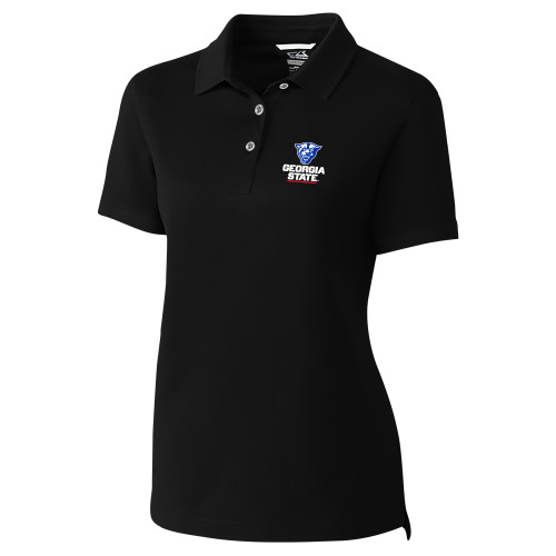  C&B Womens Black Advantage Polo - Panther Head over Stacked Logo