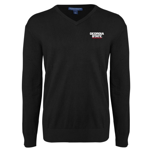  Black VNeck Sweater - Stacked Logo