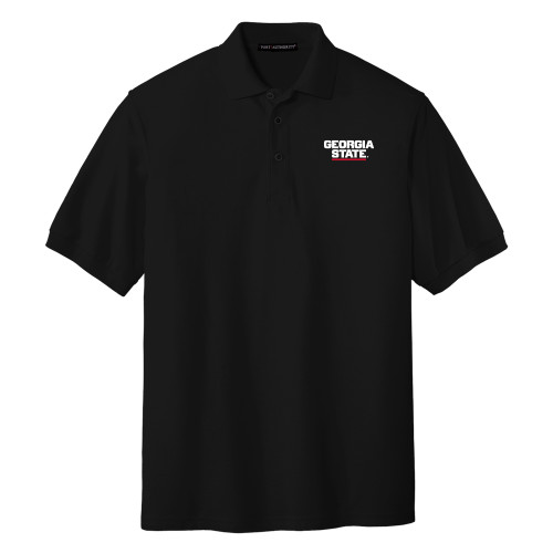  Black Silk Touch Polo - Stacked Logo