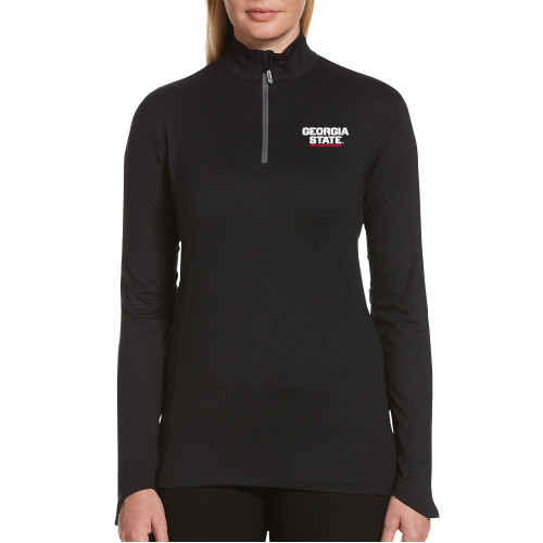  Callaway Womens Black 1/4 Zip Pullover - Stacked Logo