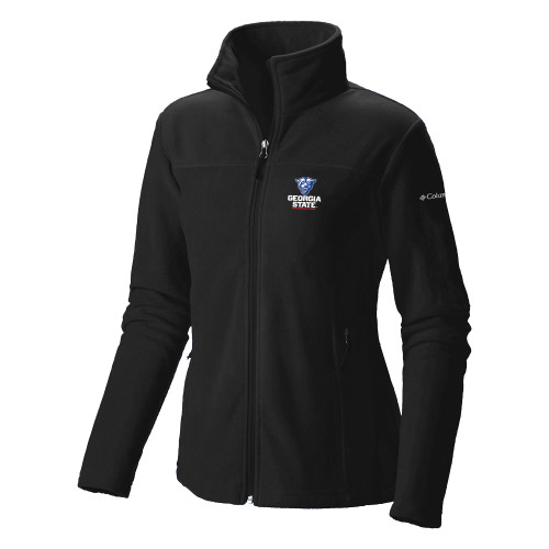  Columbia Womens Full Zip Black Fleece Jacket - Panther Head over Stacked Logo