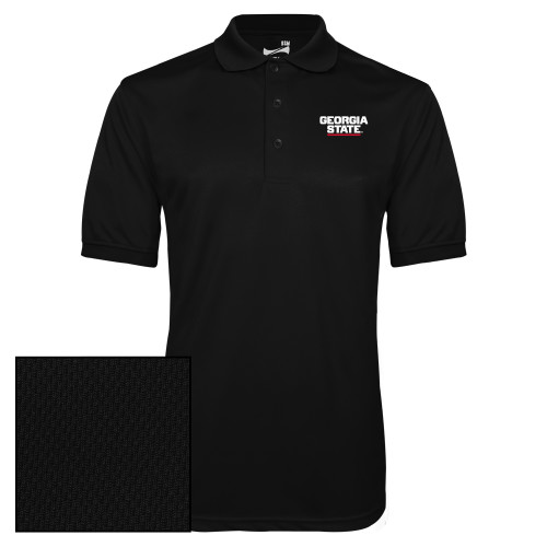  Black Dry Mesh Polo - Stacked Logo