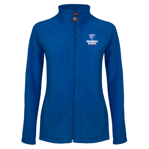  Womens Royal Fleece Full Zip Jacket - Panther Head over Stacked Logo