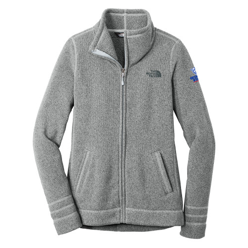  The North Face Womens Grey Heather Fleece Jacket - Panther Head over Stacked Logo