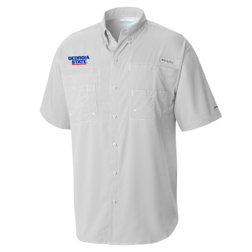  Columbia Cool Grey Tamiami Performance Short Sleeve Shirt - Stacked Logo