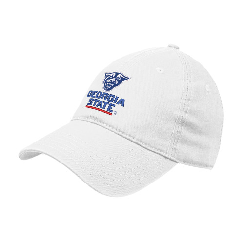 Georgia State White Unstructured Adjustable Low Profile Hat