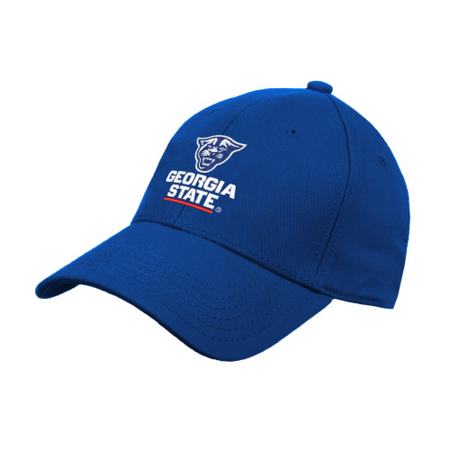  Royal Structured Adjustable Pro Style Hat - Panther Head over Stacked Logo